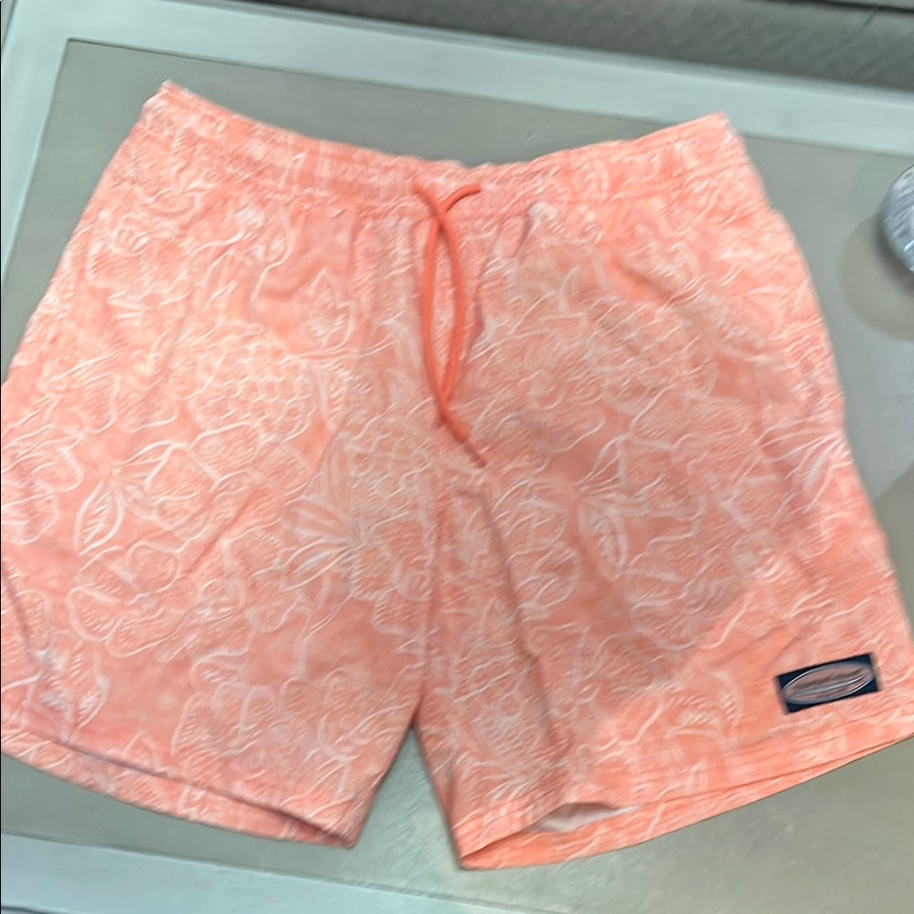 Vineyard Vines Peach Floral Swim Trunks